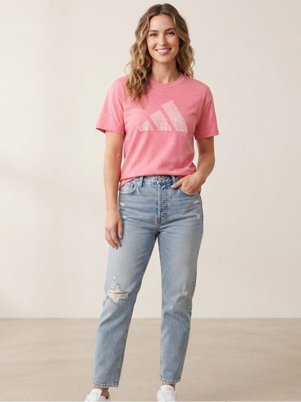Adidas Future Icons Winners 3.0 Short Sleeve Tee Size XS Pink Strata